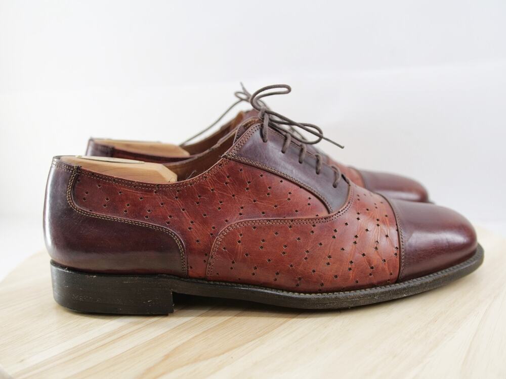 Lorenzo Banfi‎ 9.5 M Mens Shoes Leather Hand Made 2 Tone Made In Italy